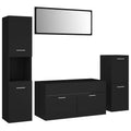 vidaXL Bathroom Furniture Set Washroom Storage Cabinet Wall-Mounted Hanging Vanity Mirror Home Interior Laundry Room Rack Black Engineered Wood