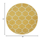 Unique Loom Trellis Frieze Collection Area Rug - Rounded (4' 1'' Round, Yellow/ Ivory)