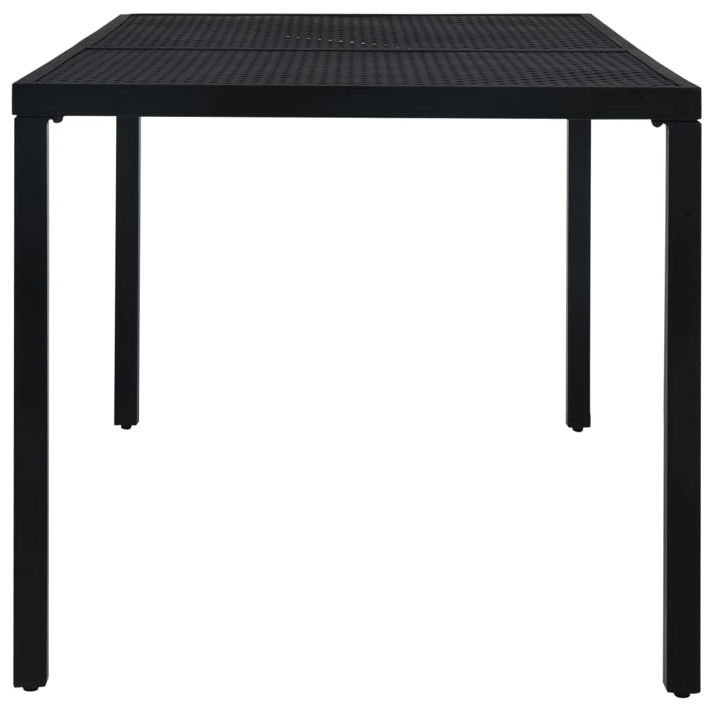 vidaXL Garden Table Industrial Home Dinner Room Outdoor Patio Balcony Dining Dinner Metal Table Furniture Black Powder-Coated Steel
