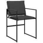 vidaXL 15 Piece Patio Dining Set - Outdoor/Garden Furniture, Black Textilene with Cushions, Powder-Coated Steel Frame, Tempered Glass Table, Compact Storage