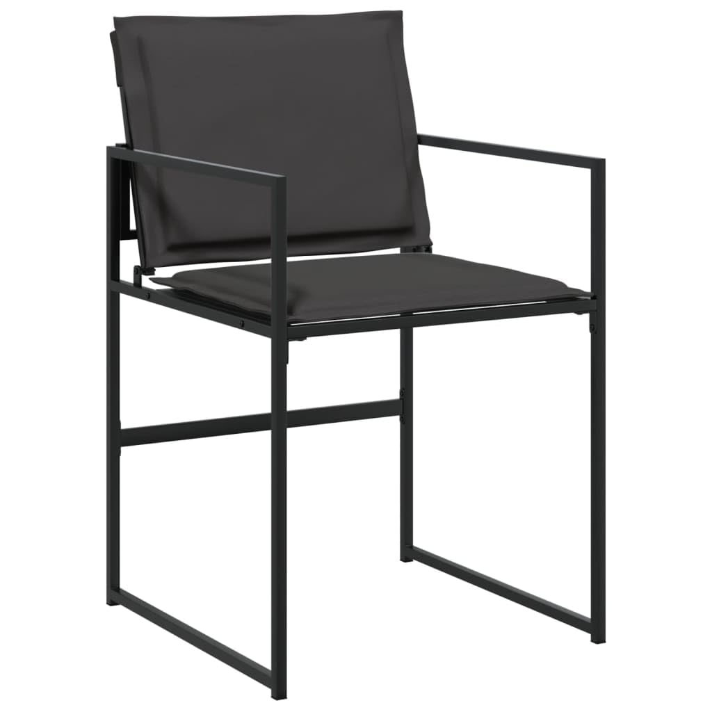 vidaXL 15 Piece Patio Dining Set - Outdoor/Garden Furniture, Black Textilene with Cushions, Powder-Coated Steel Frame, Tempered Glass Table, Compact Storage