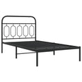 vidaXL Metal Bed Frame with Headboard - Black Single Bed - 39.4"x78.7" - Sturdy Steel Construction with Extra Storage and Back Support
