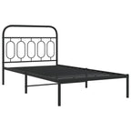 vidaXL Metal Bed Frame with Headboard - Black Single Bed - 39.4"x78.7" - Sturdy Steel Construction with Extra Storage and Back Support
