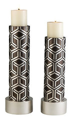Ok Lighting Ok-4276-C1 Savannah Chestnut Candle Holder Set, Brown And Silver