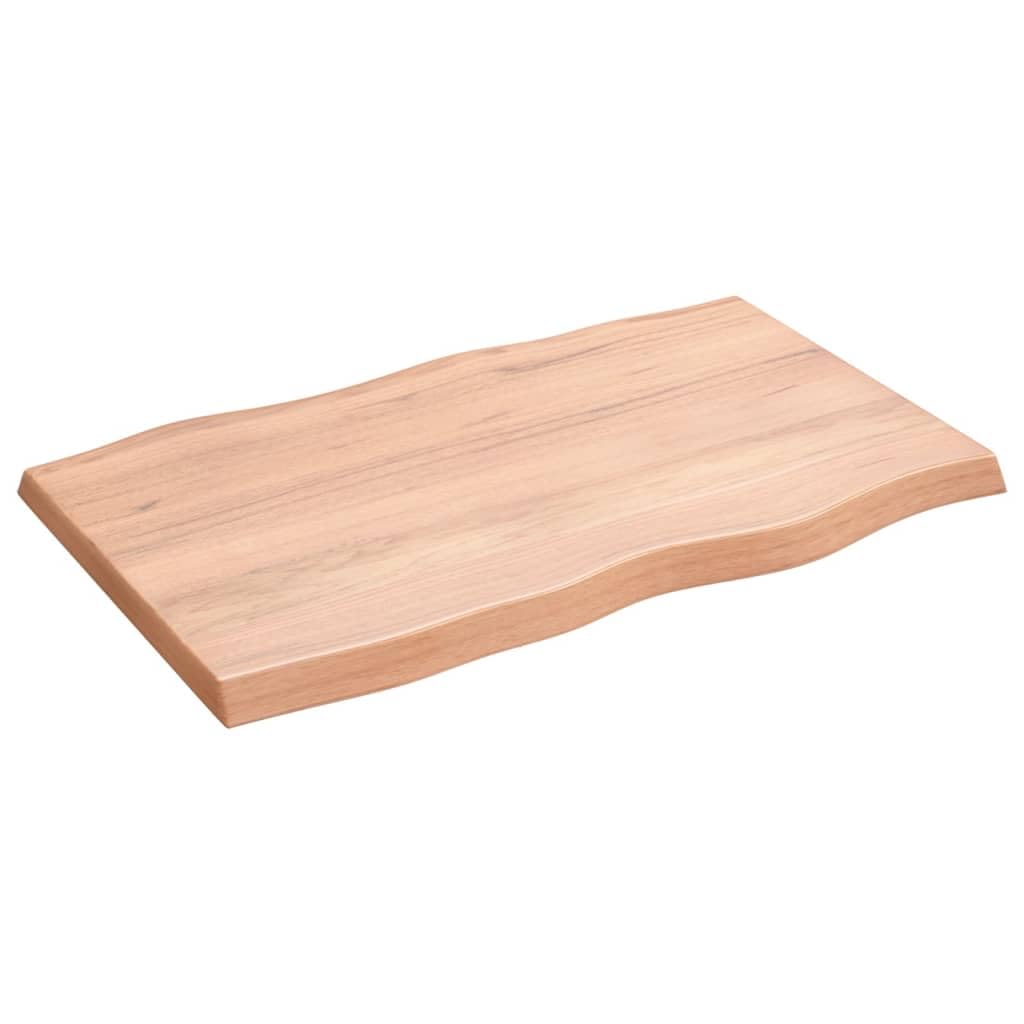 vidaXL Solid Oak Wood Table Top - Light Brown Handcrafted Live Edge Oak Tabletop for Diverse Applications, Utility & Decor