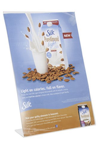 Clear-Ad - Acrylic Table Top Slanted Sign Holder Stand 11X17 (Pack Of 3) - Vertical Tabletop Standing Menu Display - Lha-1117