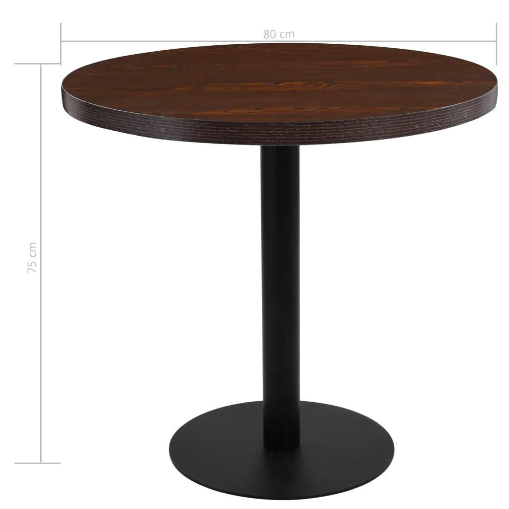vidaXL Bistro Table Coffee Shop Bar Dinner Dining Room Kitchen Restaurant Desk Stand Easy to Assemble and Clean Dark Brown 80cm MDF
