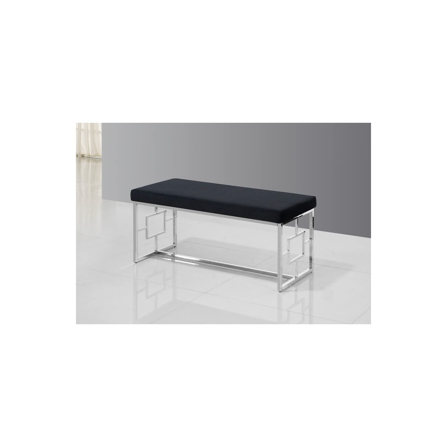 Emery Velour Bench With Stainless Steel Frame - Thumbnail 2
