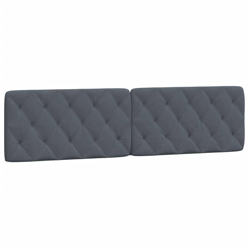 vidaXL Velvet Headboard Cushion in Dark Gray - Upholstered Pillow, Hanging Design, Foam Filled for Bedroom Comfort, 76"