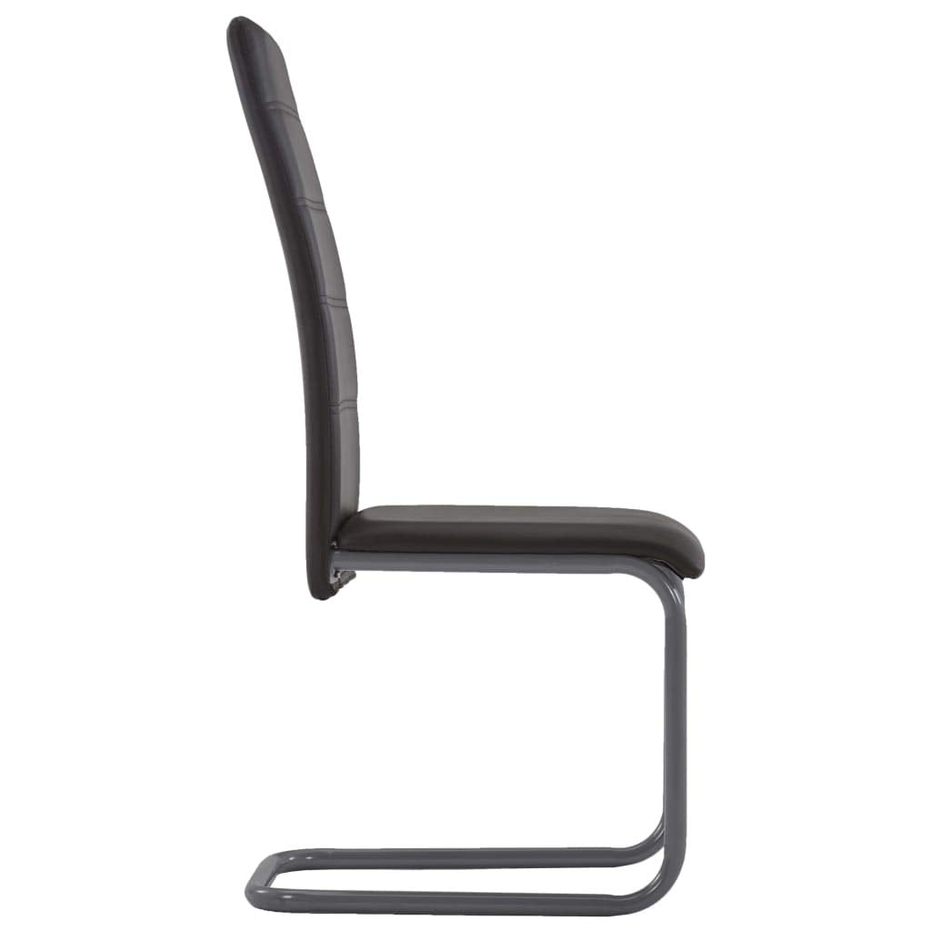 vidaXL Cantilever Dining Chairs - Set of 4, Durable Faux Leather Upholstery, Stylish and Modern Design, Great for Home or Office, Brown