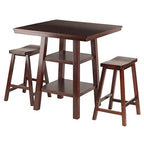 Ergode Obsidian 3-Piece Counter Table Set | Sleek Design | Black Veneer Top | Easy Assembly | 2 Black Square-Leg Stools | (94308-VV)