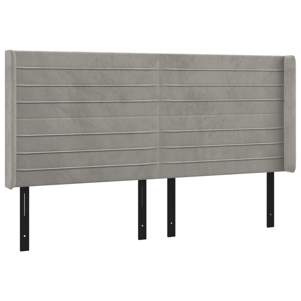 Vidaxl Led Headboard Home Indoor Bedroom Bed Accessory Upholstered Bed Header Furniture With Led Light Gray 79.9"X6.3"X46.5"/50.4" Velvet