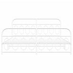 vidaXL Metal Bed Frame King Size with Headboard/Footboard - White, 81.5"x78"x39.4", Modern Design for Bedroom
