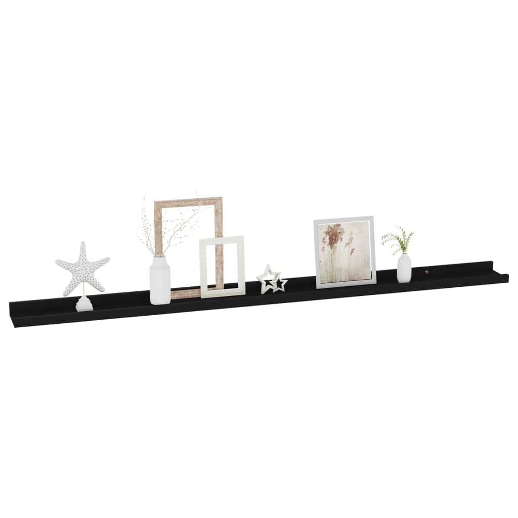 vidaXL Modern Wall Shelves, 2 pcs Set, Black MDF Material, 45.3&quot;x3.5&quot;x1.2&quot; Dimension, Sturdy and Durable Display Shelves for Home Décor and Storage