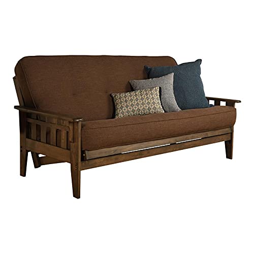 Kodiak Furniture Tucson Frame with Linen Fabric Mattress in Cocoa Brown/Walnut