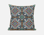 HomeRoots Green Muted Orange Green Orange Cloverleaf Boho Suede Throw Pillow