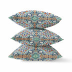 HomeRoots Green Muted Orange Green Orange Cloverleaf Boho Suede Throw Pillow