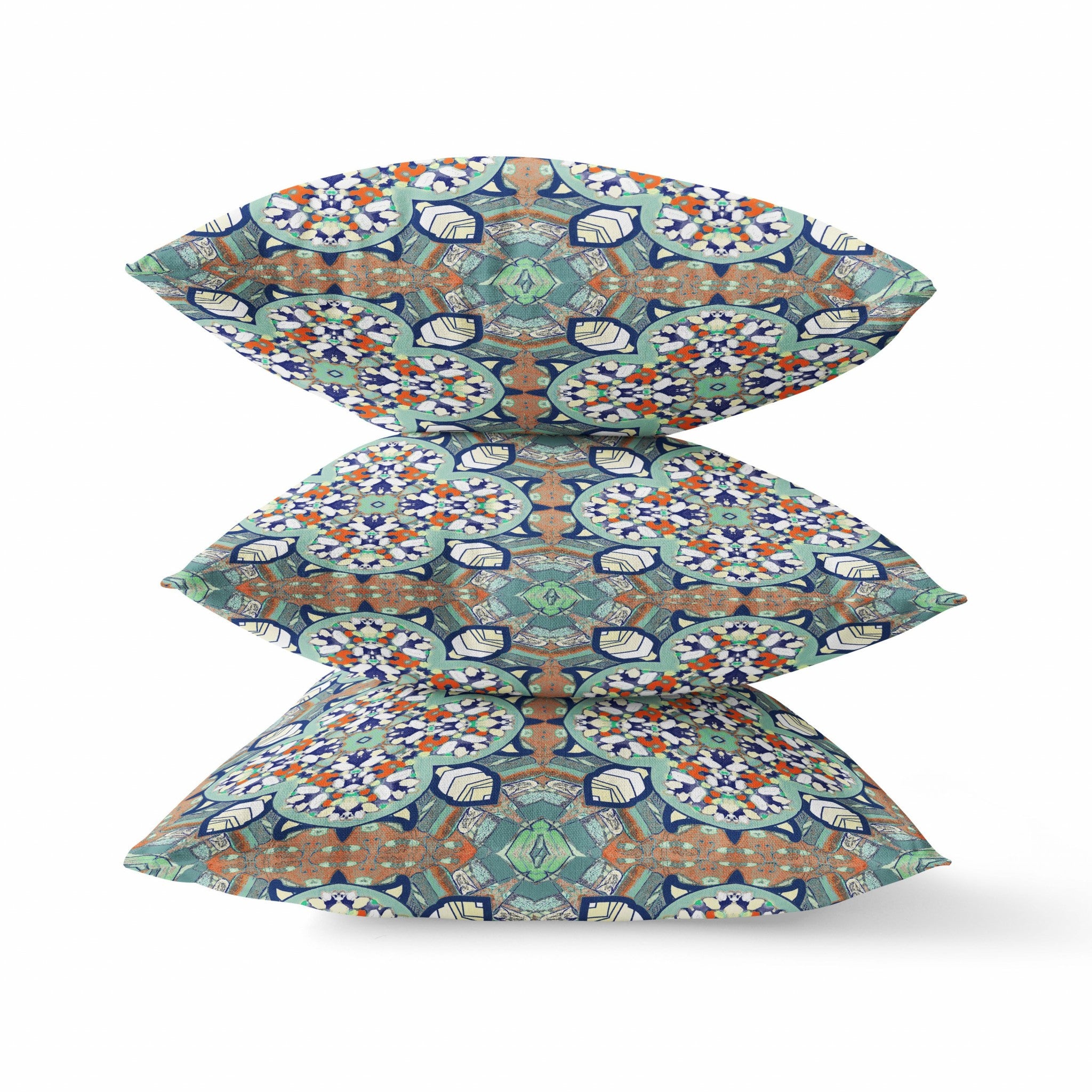 HomeRoots Green Muted Orange Green Orange Cloverleaf Boho Suede Throw Pillow