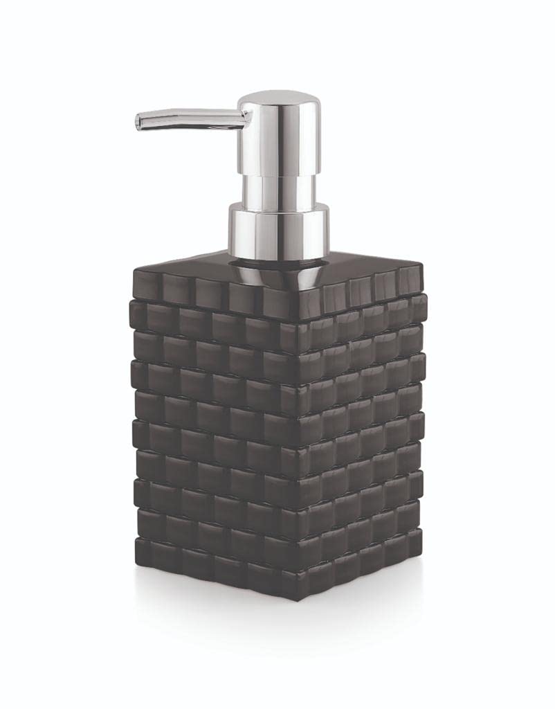 SCHUBERT Cuboid Shaped Acrylic Plastic Liquid Soap & Hand wash Opaque Dispenser Bottle (Black Qty :1)