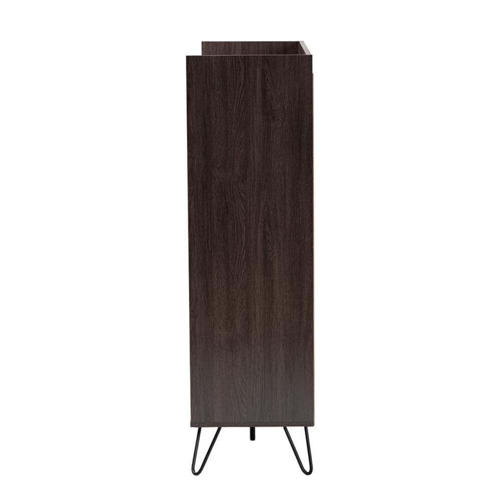 Baxton Studio Baldor Modern and Contemporary Dark Brown Finished Wood 3-Door Shoe Cabinet