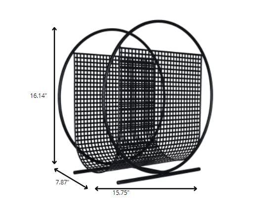 HomeRoots 100% Metal Black Geometric Grid Magazine Holder