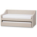 Baxton Studio Barnstorm Modern and Contemporary Beige Fabric Upholstered Daybed with Guest Trundle Bed