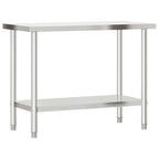 vidaXL Stainless Steel Kitchen Work Table - 43.3"x21.7" with Shelf for Restaurant, Bar, Commercial Food Prep