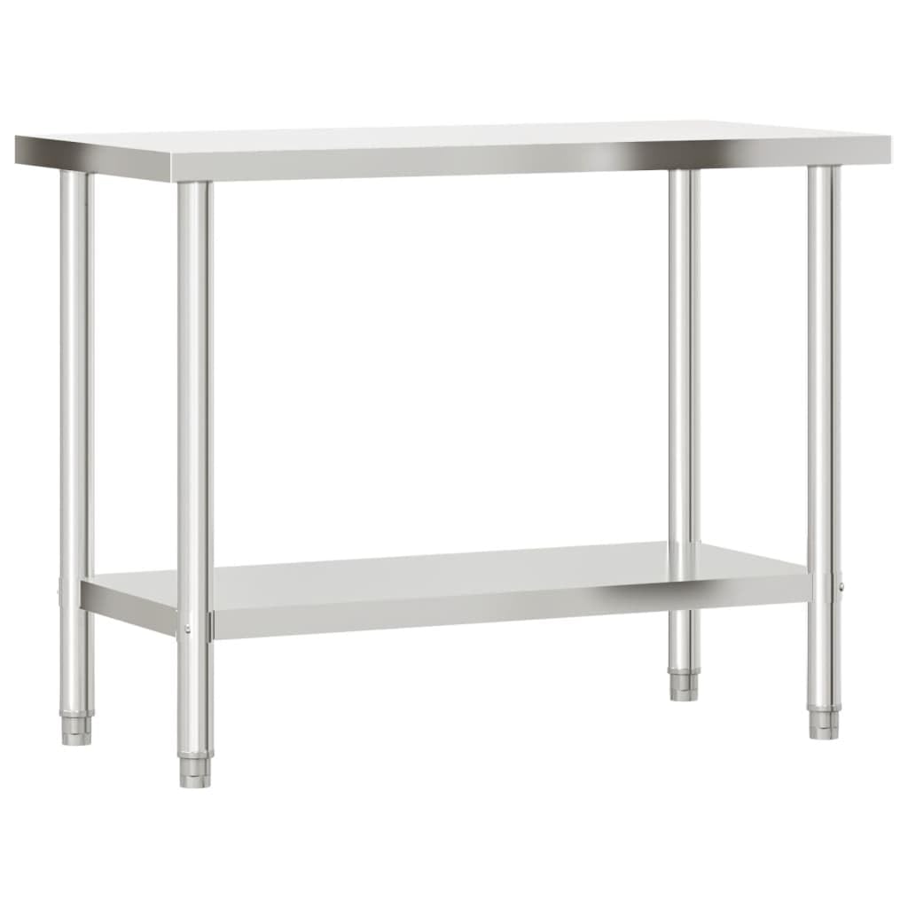 vidaXL Stainless Steel Kitchen Work Table - 43.3"x21.7" with Shelf for Restaurant, Bar, Commercial Food Prep