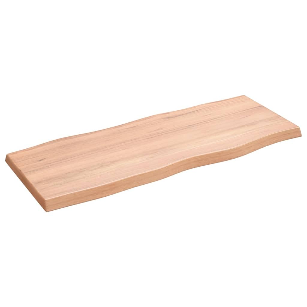 vidaXL Light Brown Solid Oak Wood Table Top with Live Edge - Handcrafted All-Natural Replacement Tabletop for Indoor/Outdoor Use - 39.4"x15.7"x(0.8"-1.6")