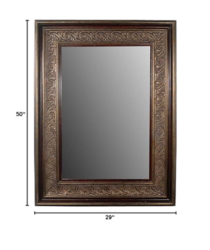 Timeless Reflections By Afd Home 11002634 Estillo Magna Mirror, Bronze/Black Crackle Finish