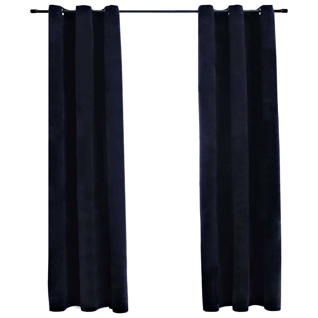 vidaXL 2X Blackout Curtain with Rings Window Blind Covering Drape Drapery Interior Privacy Bedroom Living Room Black 37&quot;x63&quot; Velvet