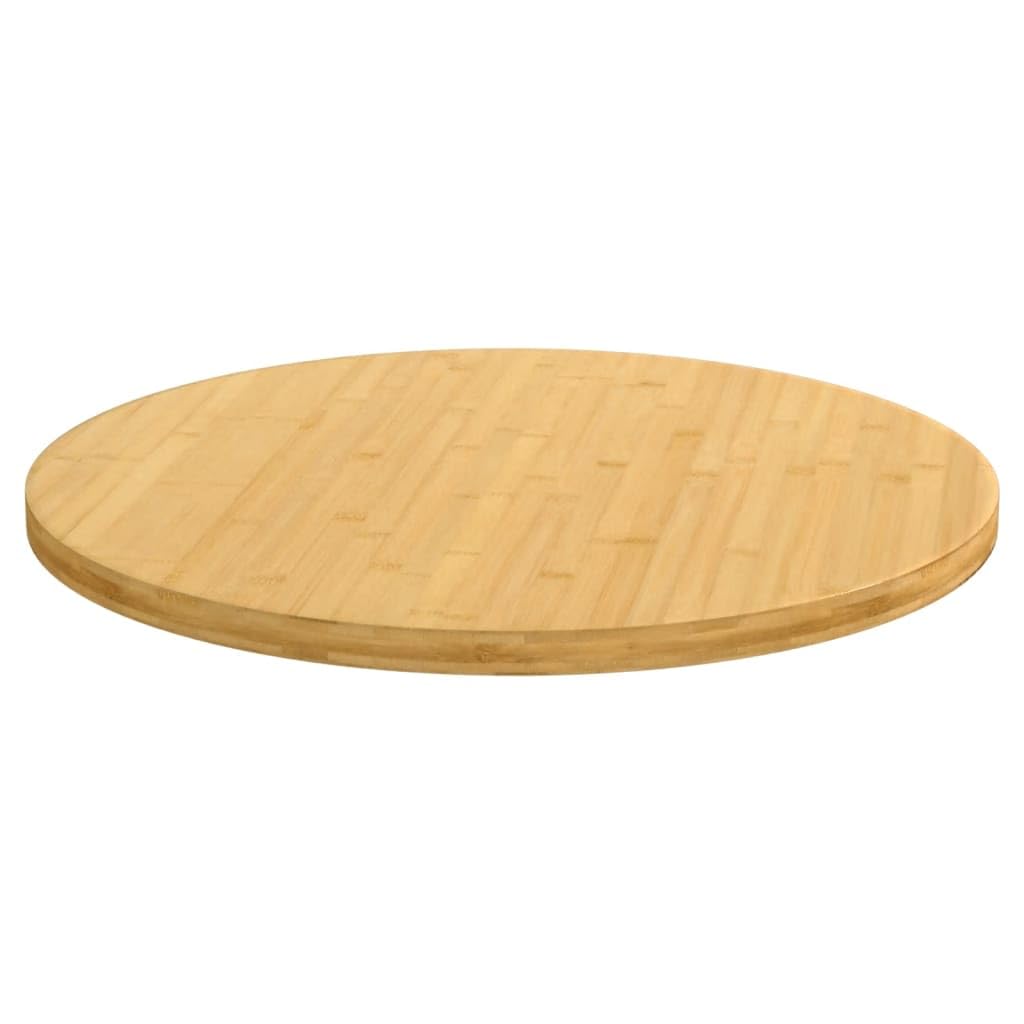 vidaXL Premium Round Bamboo Table Top - Easy-to-Clean, Varnished Finish, 23.6&quot; Diameter x1 Thickness, Versatile for Residential or Commercial Use, Brown