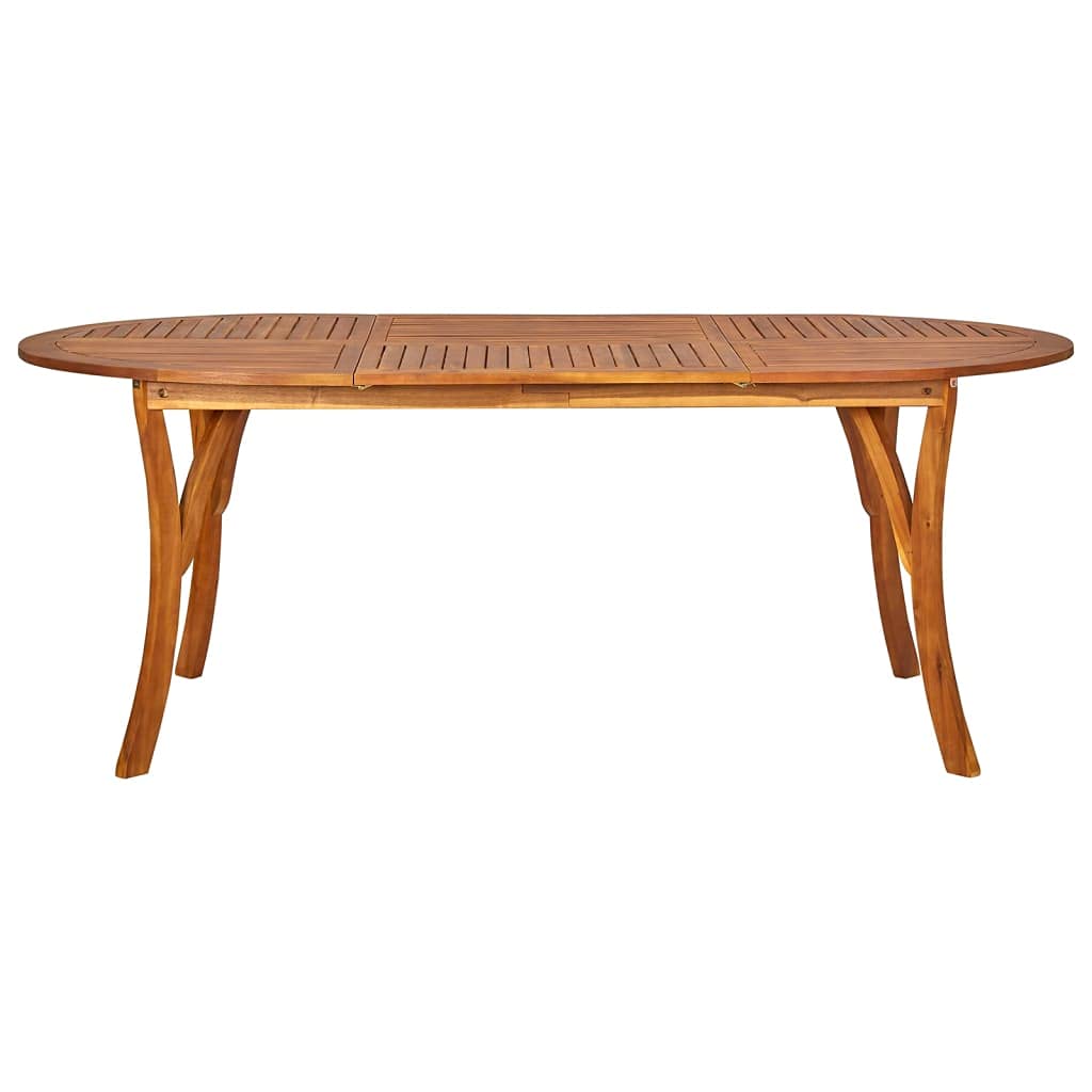 vidaXL 7 Piece Patio Dining Set in Gray - Solid Acacia Wood Table, Steel Frame Poly Rattan Chairs with Thickly-Padded Cushions