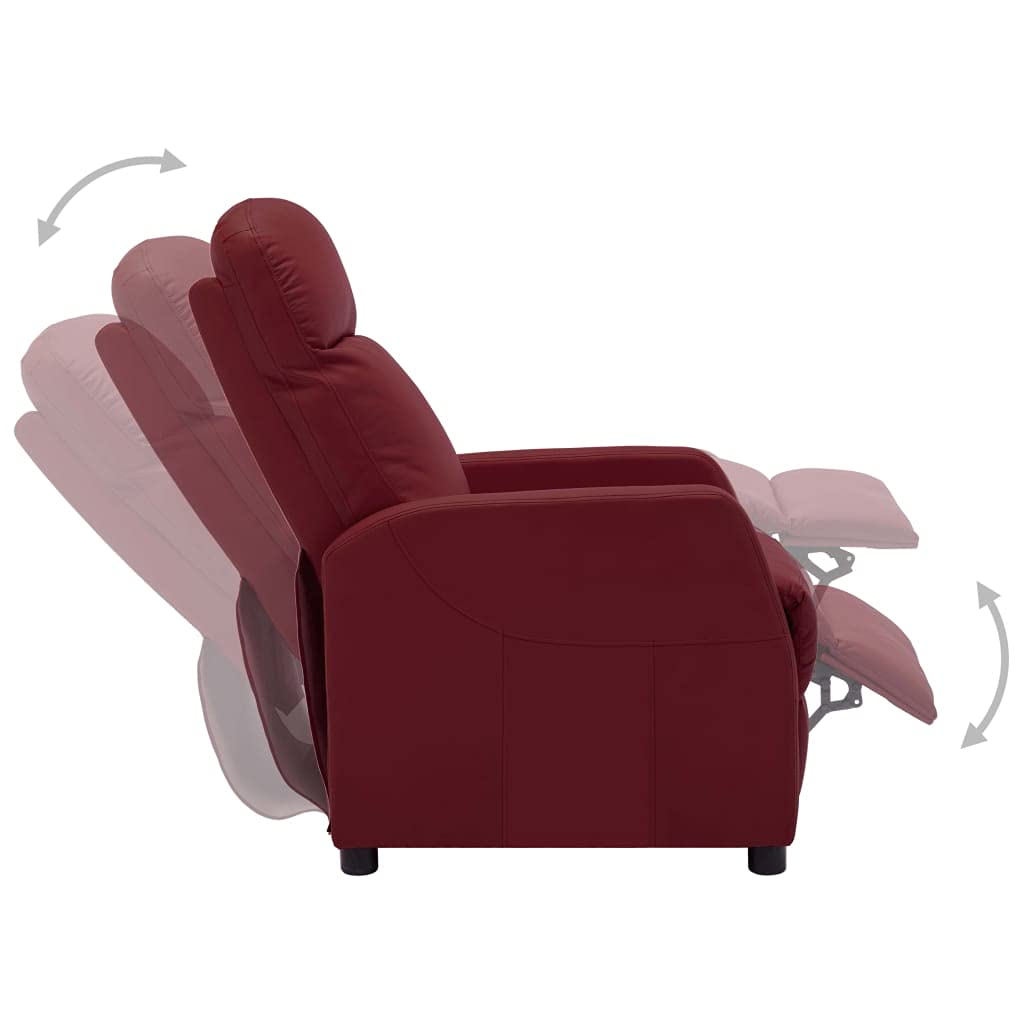 vidaXL Reclining Chair Wine Red Faux Leather