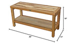 HomeRoots Large Rectangular Teak Bench with Shelf in Natural Finish