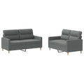 vidaXL 2 Piece Sofa Set in Dark Gray - Fabric Upholstered with Cushions - Modern Design for Living Room, Lounge, or Office
