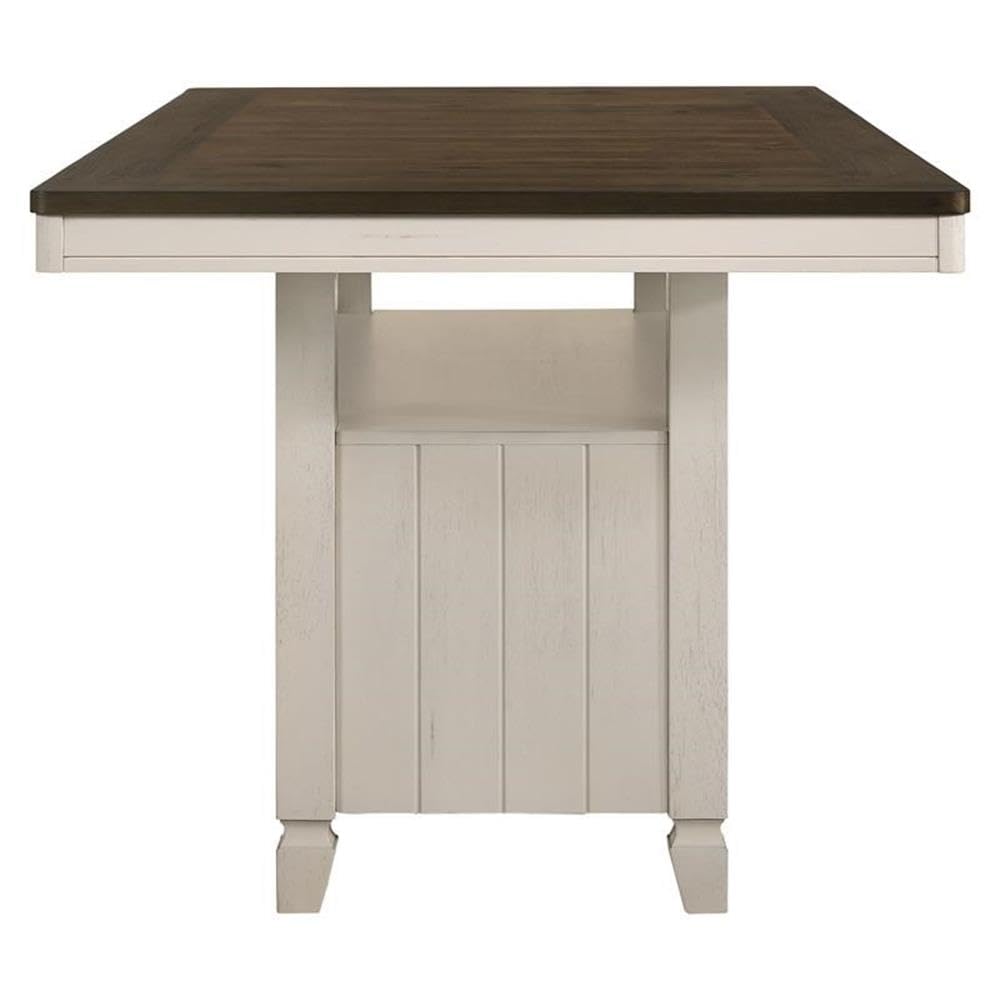 Acme Tasnim Wooden Rectangular Counter Height Table in Oak and Antique White