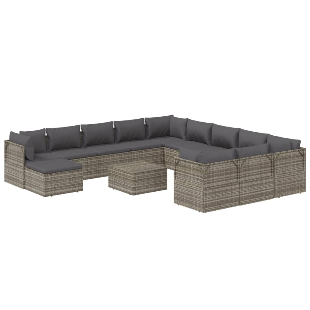 Vidaxl Modern Patio Lounge Set In Gray Poly Rattan: Outdoor Relaxation With Cushions