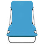 vidaXL Blue Folding Sun Loungers - 600D Oxford Fabric Outdoor Beach Beds with Powder-Coated Steel Frame, Pack of 2