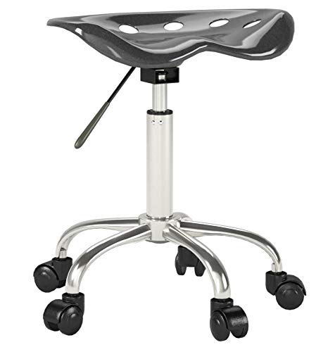 Flash Furniture Taylor Vibrant Black Tractor Seat and Chrome Stool