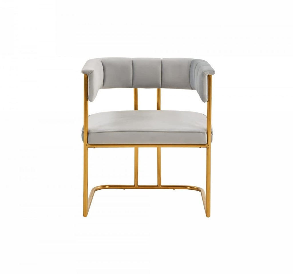 HomeRoots Grey Fabric, Metal Gray Gold Modern Dining Chair