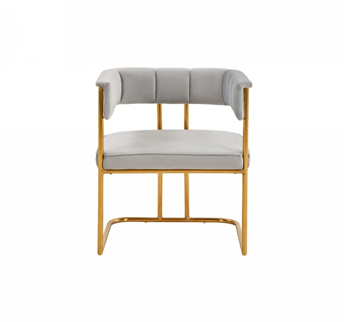 HomeRoots Grey Fabric, Metal Gray Gold Modern Dining Chair