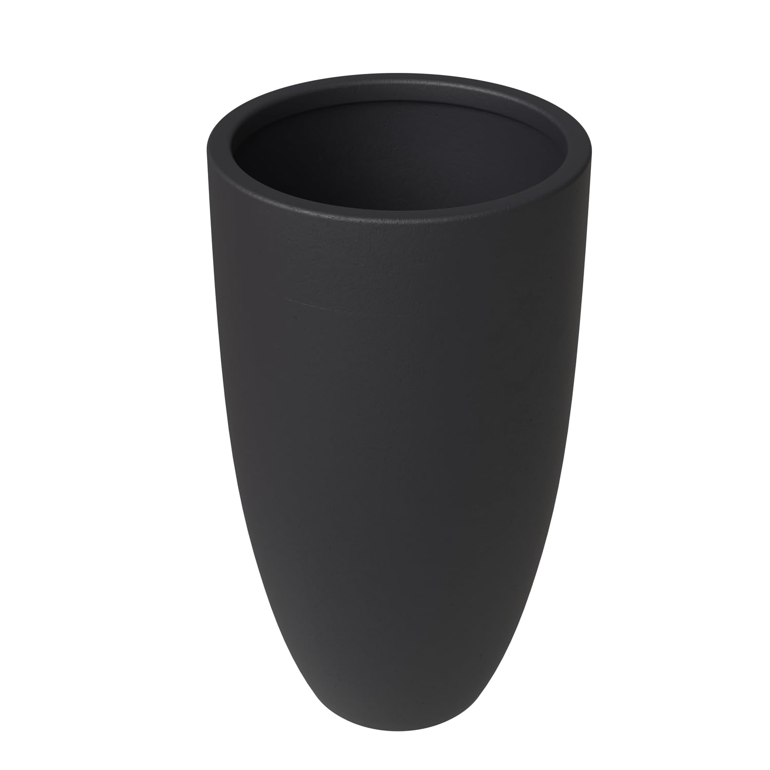 Crete Series Poly Stone Planter in Black 17.3 Dia, 31.5 High