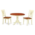 East West Furniture HLPL3-BMK-W Hartland 3 Piece Room Set Contains a Round Kitchen Table with Pedestal and 2 Dining Chairs, 42x42 Inch