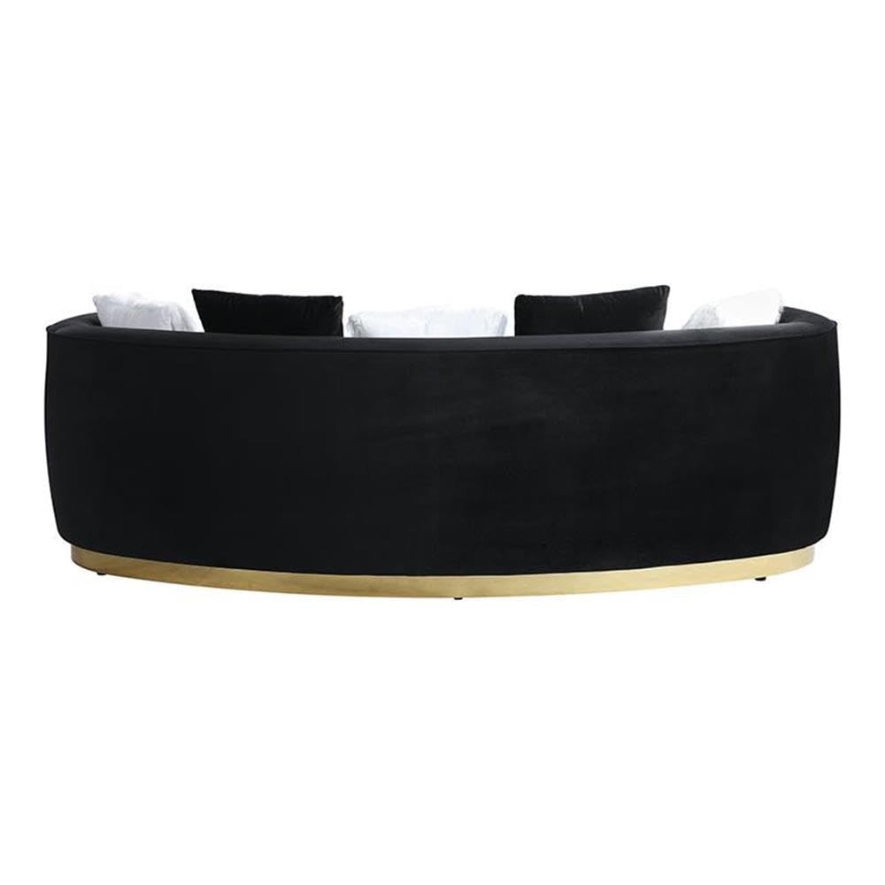 Acme Achelle Sofa with 5 Pillows in Black Velvet