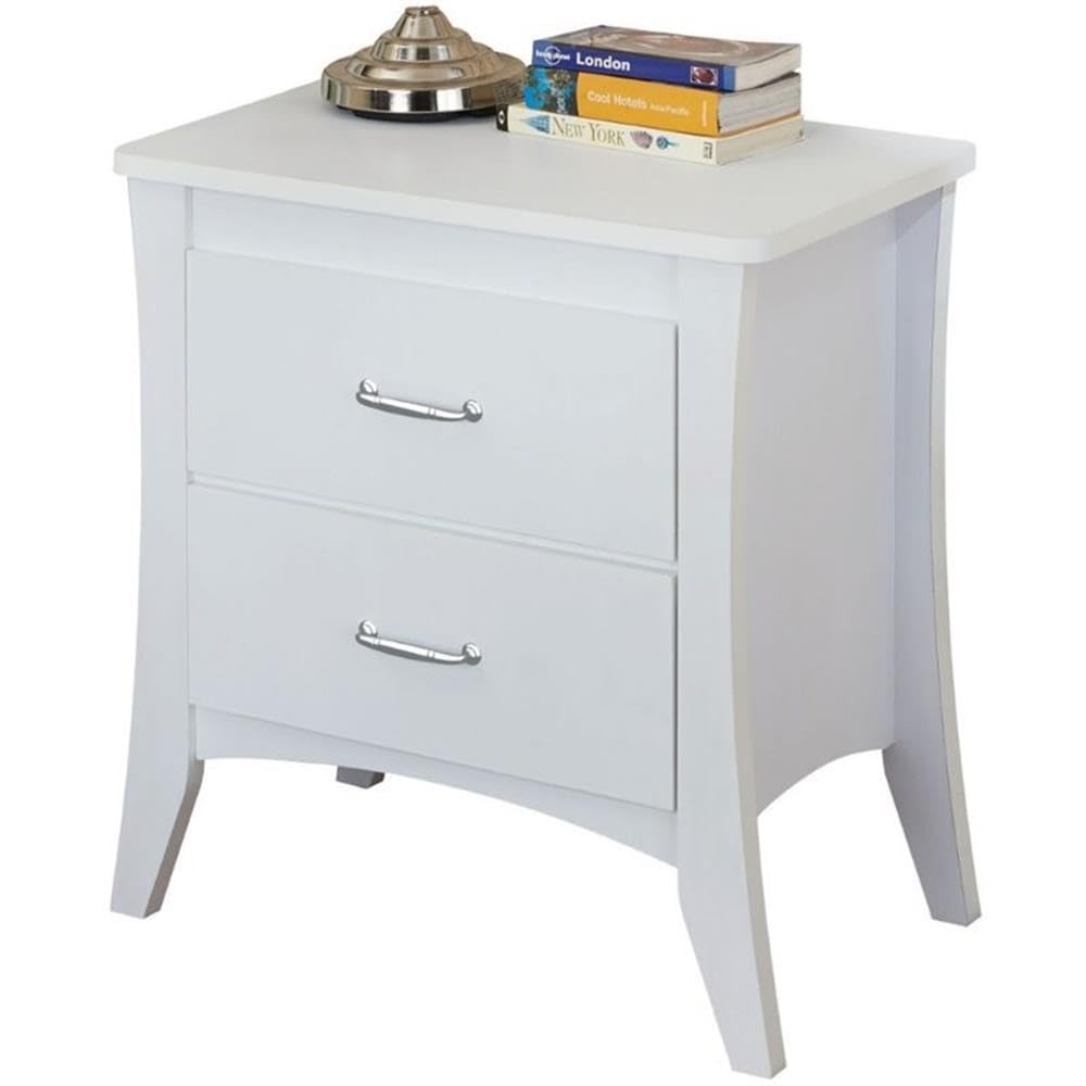 Acme Babb Wooden Rectangular Nightstand With 2 Drawers And Tapered Legs In White