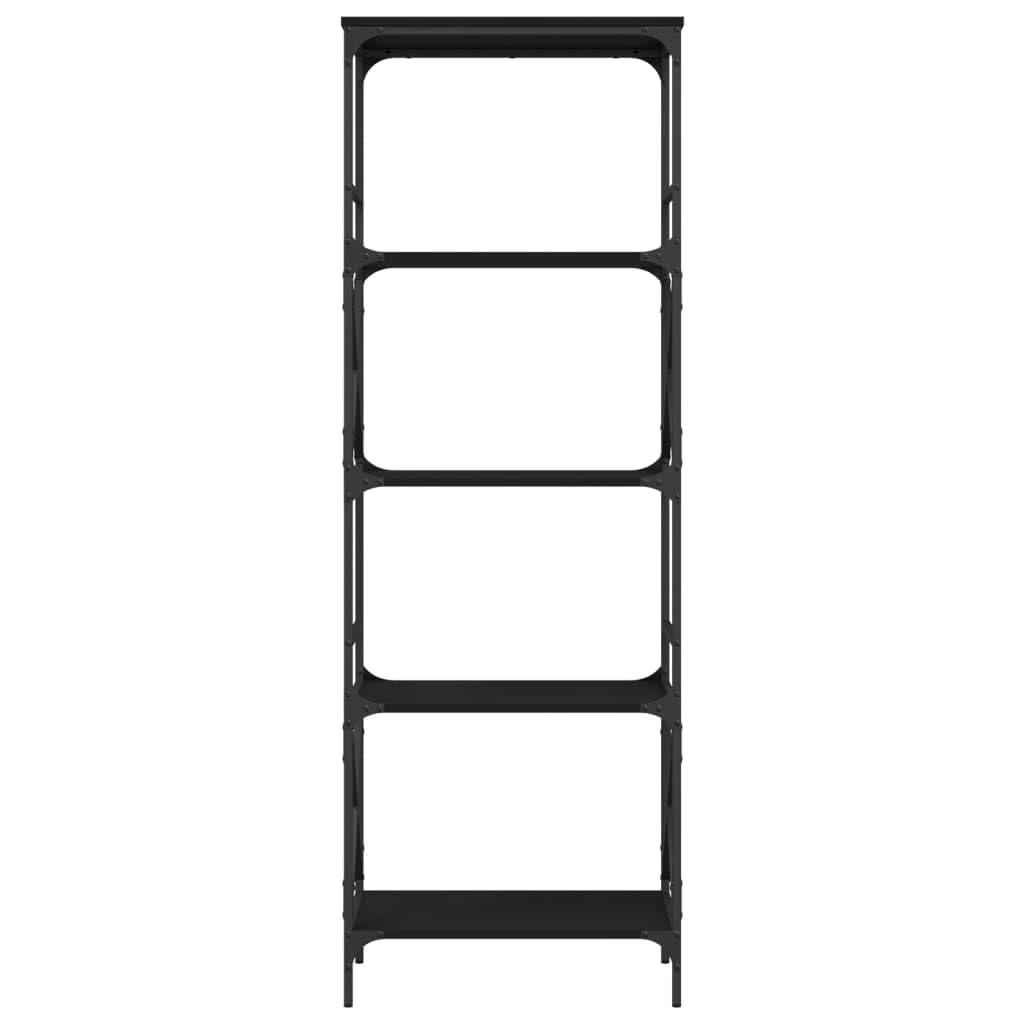 vidaXL 5-Tier Bookshelf in Chic Black - Engineered Wood and Metal Bookcase for Living Room, Office or Study