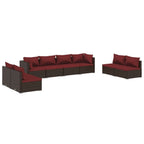 vidaXL Brown Poly Rattan Lounge Set with Cushions, Modular Outdoor Patio Furniture with Sturdy Steel Frame, Comfortable Seating for Garden/Backyard/Patio