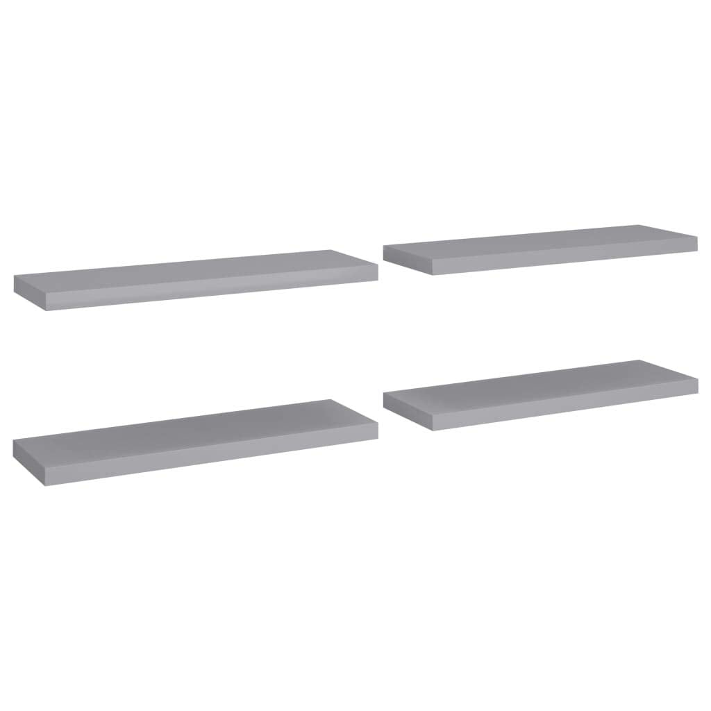 vidaXL 4pcs Floating Wall Shelves in Gray, 31.5&quot;x9.3&quot;x1.5&quot; - Durable Honeycomb MDF & Metal Construction with Invisible Mounting System