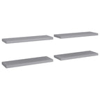 vidaXL 4pcs Floating Wall Shelves in Gray, 31.5"x9.3"x1.5" - Durable Honeycomb MDF & Metal Construction with Invisible Mounting System